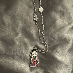 Marc Jacobs Silver-tone Girl Pendant Necklace with Pink Accent